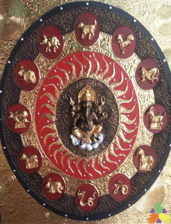 1x1 Meter Ganesh with 12 Zodiac Signs